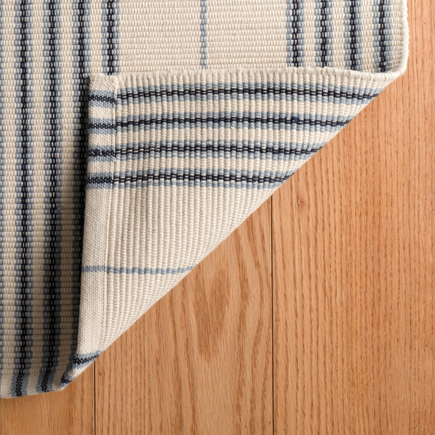 Dash & Albert Conway Blue Handwoven Cotton Rug, 3 X 5 Feet, Blue Stripe Pattern - Premium Luxury Hotel Quality Soft Breathable Hypoallergenic Machine Washable Easy Care All Season Comfortable