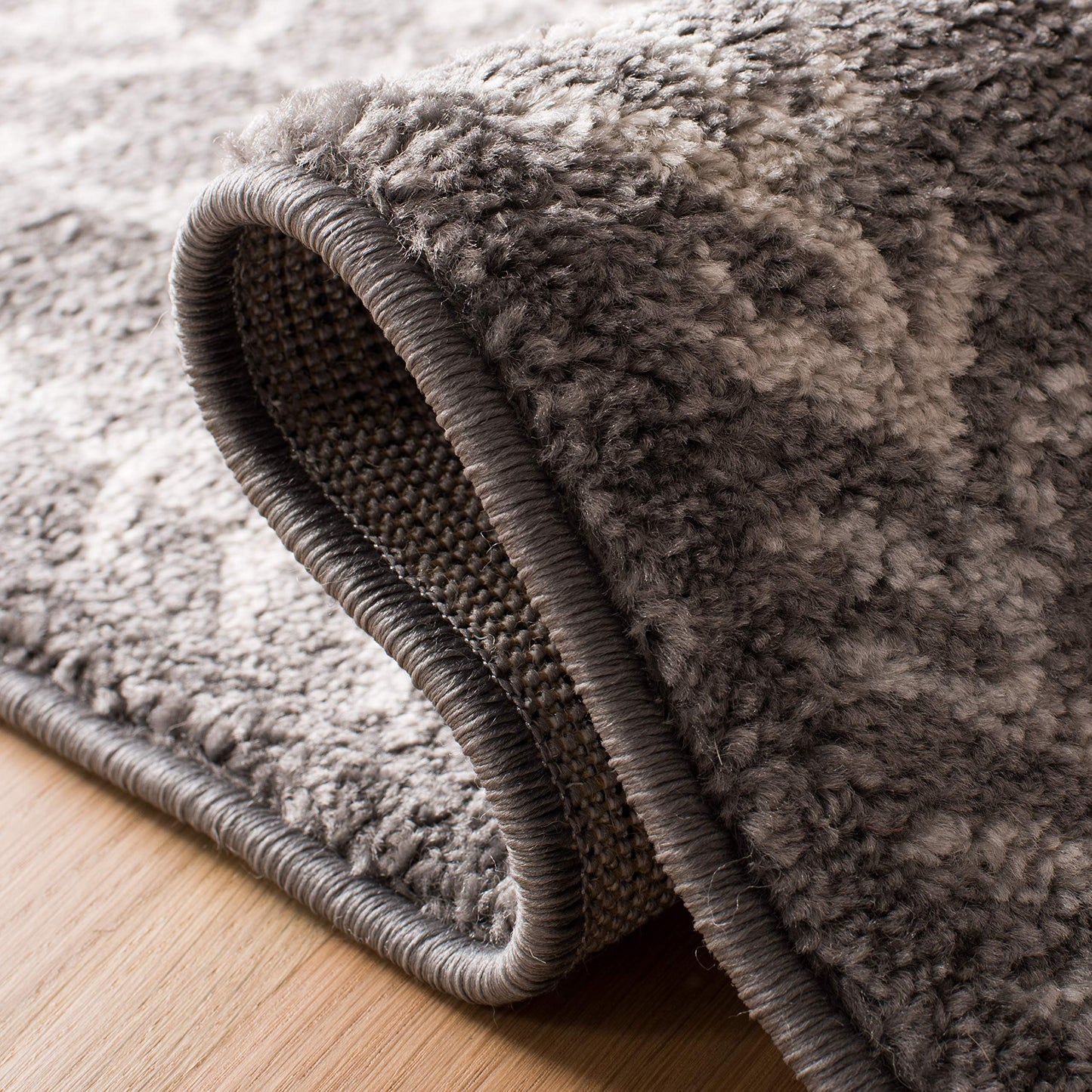 SAFAVIEH Tulum Collection Accent Rug - 2' x 5', Dark Grey & Ivory, Moroccan Boho Distressed Design, Non-Shedding & Easy to Clean, Ideal for Front Door, Kitchen, Entryway, Foyer (TUL262F)