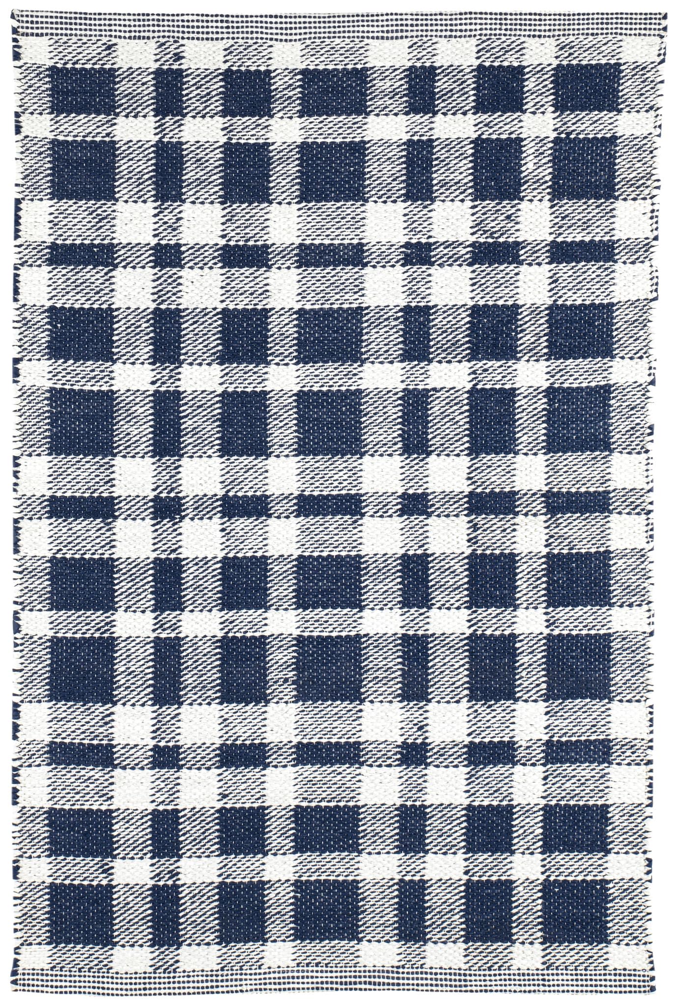 Dash & Albert Tattersall Navy Handwoven Indoor/Outdoor Rug, 2 X 3 Feet, Blue/White Solid Pattern - Premium Luxury Hotel Quality Soft Breathable Hypoallergenic Machine Washable Easy Care All Season