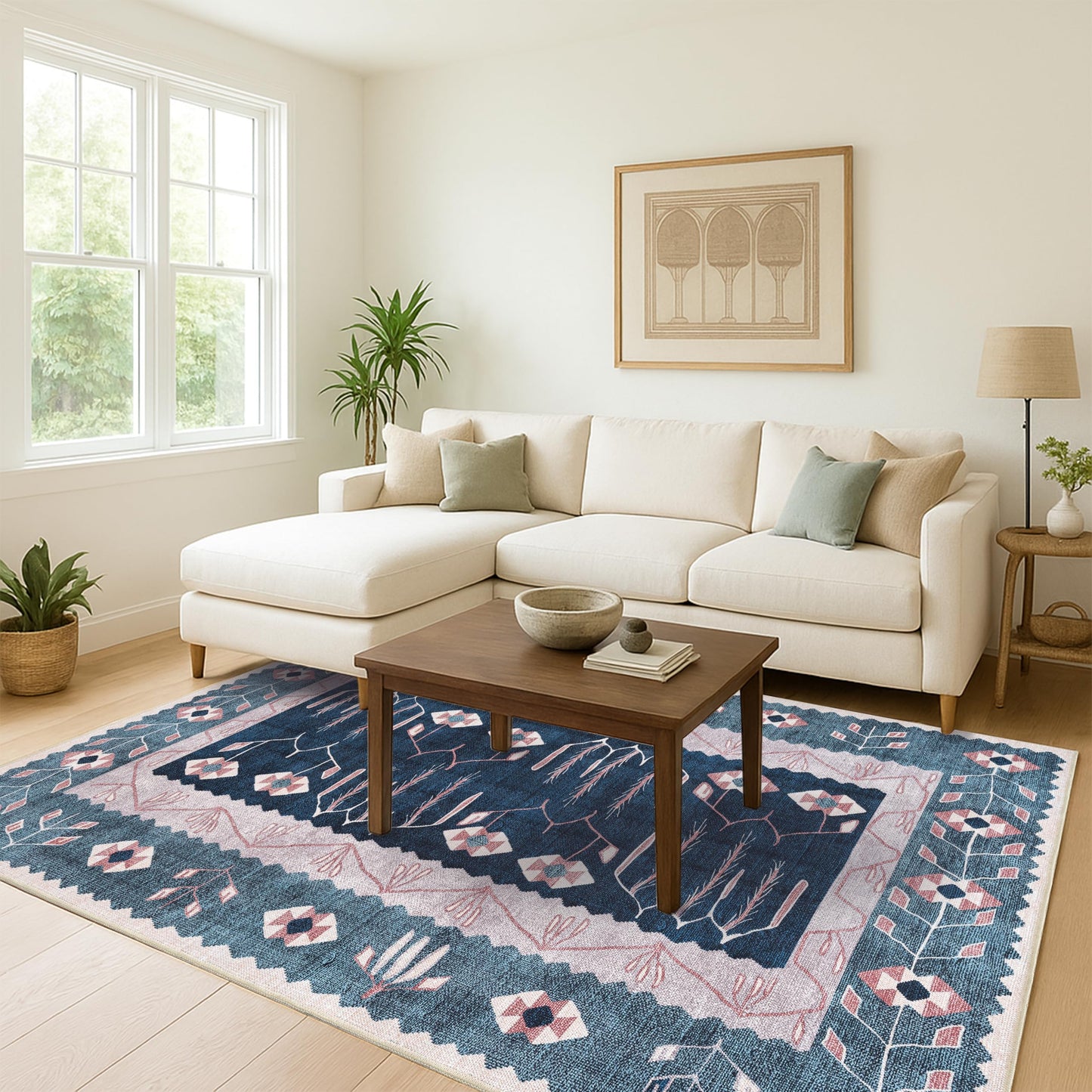Washable Area Rug, Modern Farmhouse, Vintage, Turkish, Bohemian, Distressed, Oriental, Traditional, Rugs for Living Room, Dining, Bedroom, Office, Entryway, Foyer, (862CN, 2' x 3')