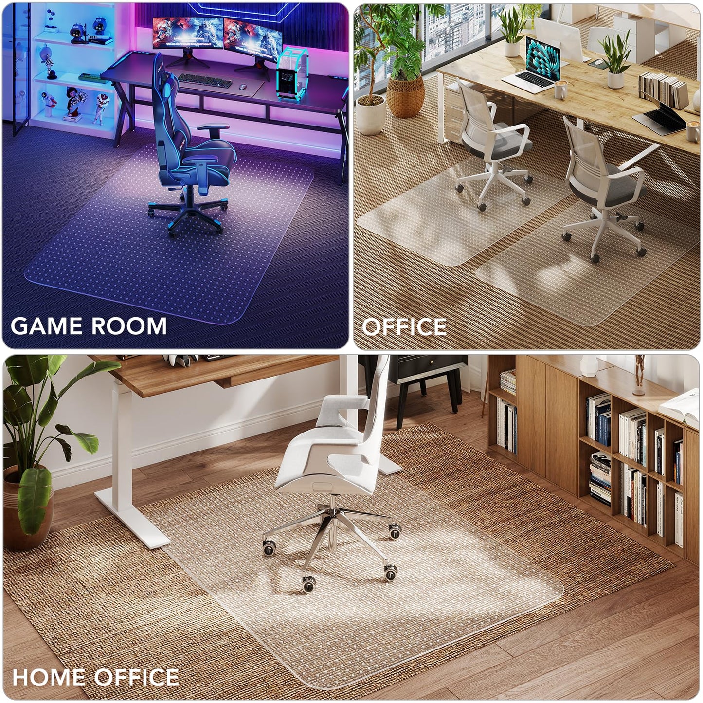 Office Chair Mat for Carpet, 48" x 60" Clear Desk Chair Mat with Lip, Heavy Duty Plastic Floor Protector for Low Pile Carpet, Smooth Easy Glide Under Desk for Office or Home