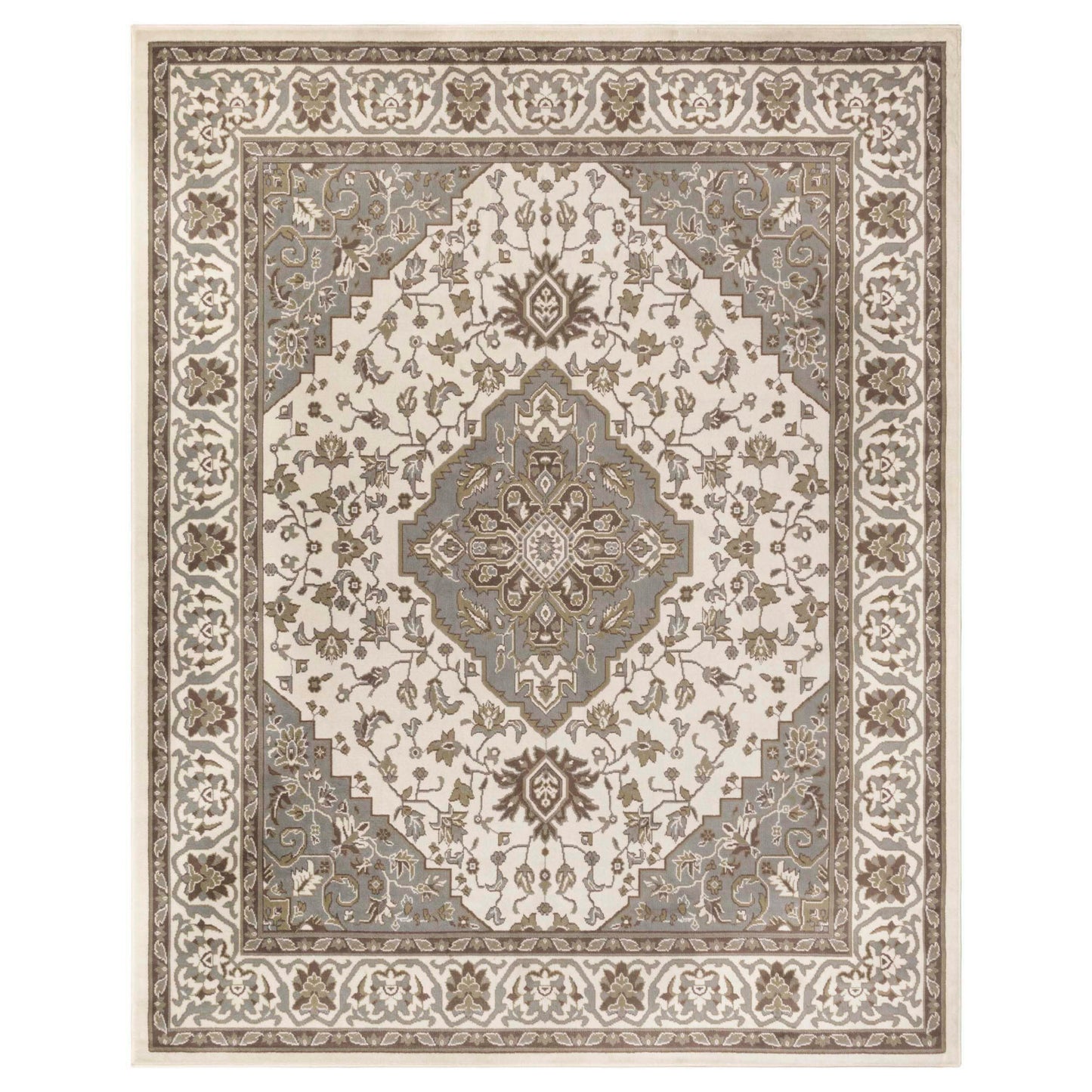 Superior Elegant Glendale Collection Area Rug, 8mm Pile Height with Jute Backing, Traditional Oriental Rug Design, Anti-Static, Water-Repellent Rugs - Green, 5' x 8' Rug