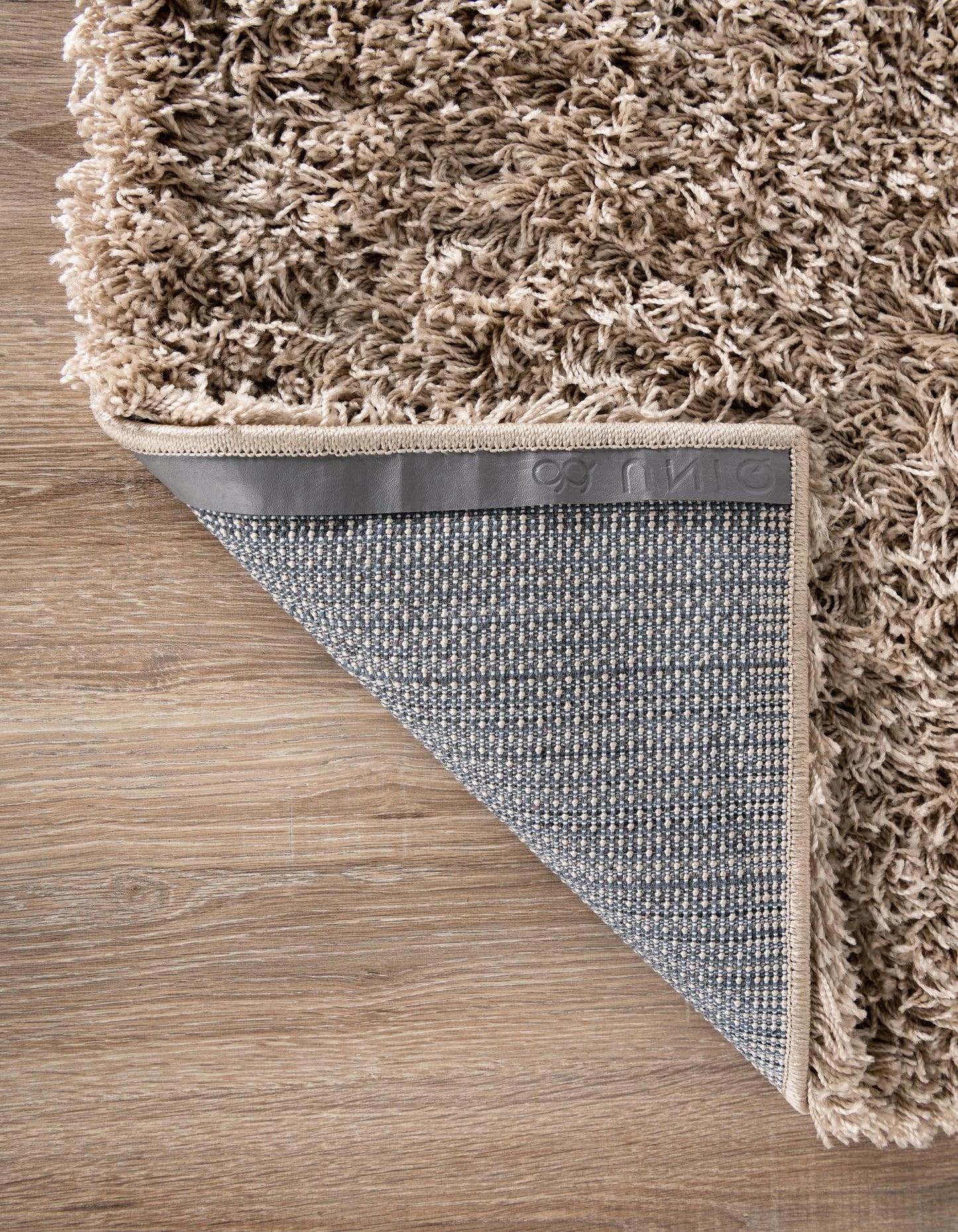 Unique Loom Solid Shag Collection Area Rug (5' 1" Square, Taupe)