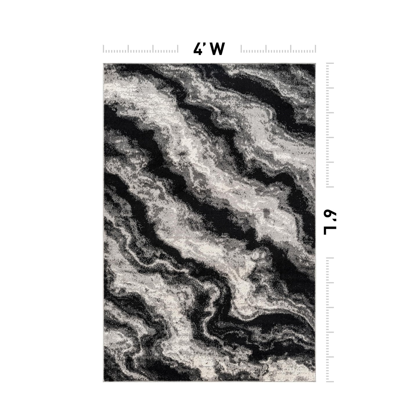 Rugshop Modern Contrast Indoor Area Rug for Entryway,Bedroom,Kitchen Rug Low Pile Rug with Jute Backing 4' x 6' Black