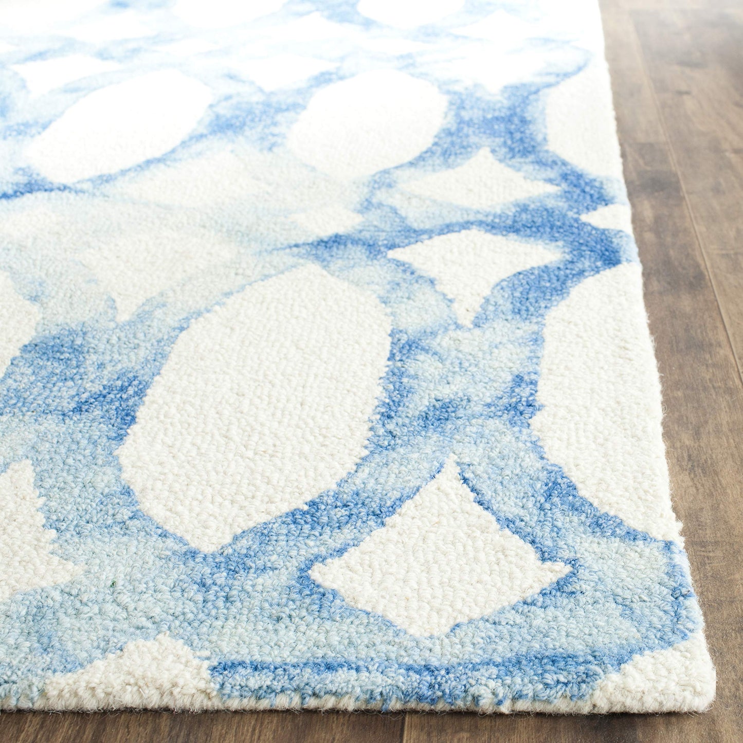 SAFAVIEH Dip Dye Collection 9' x 12' Ivory/Blue DDY675A Handmade Moroccan Watercolor Premium Wool Area Rug