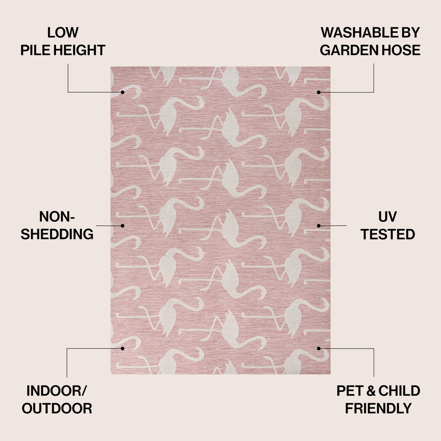 JONATHAN Y Flamingos Two-Tone Indoor Outdoor Runner Rug 2X8 Pink/Cream, Liana Casual Coastal for Backyard, Patio, Porch, Easy-Cleaning, High Traffic, Pet-Friendly, Non-Shedding (TSN401C-28)