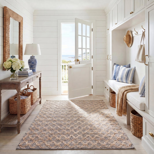 SAFAVIEH Natural Fiber Collection Area Rug - 5' x 8', Natural & Black, Flat Weave Farmhouse Geometric Jute Design, Ideal for High Traffic Areas in Living Room, Bedroom (NF382A)