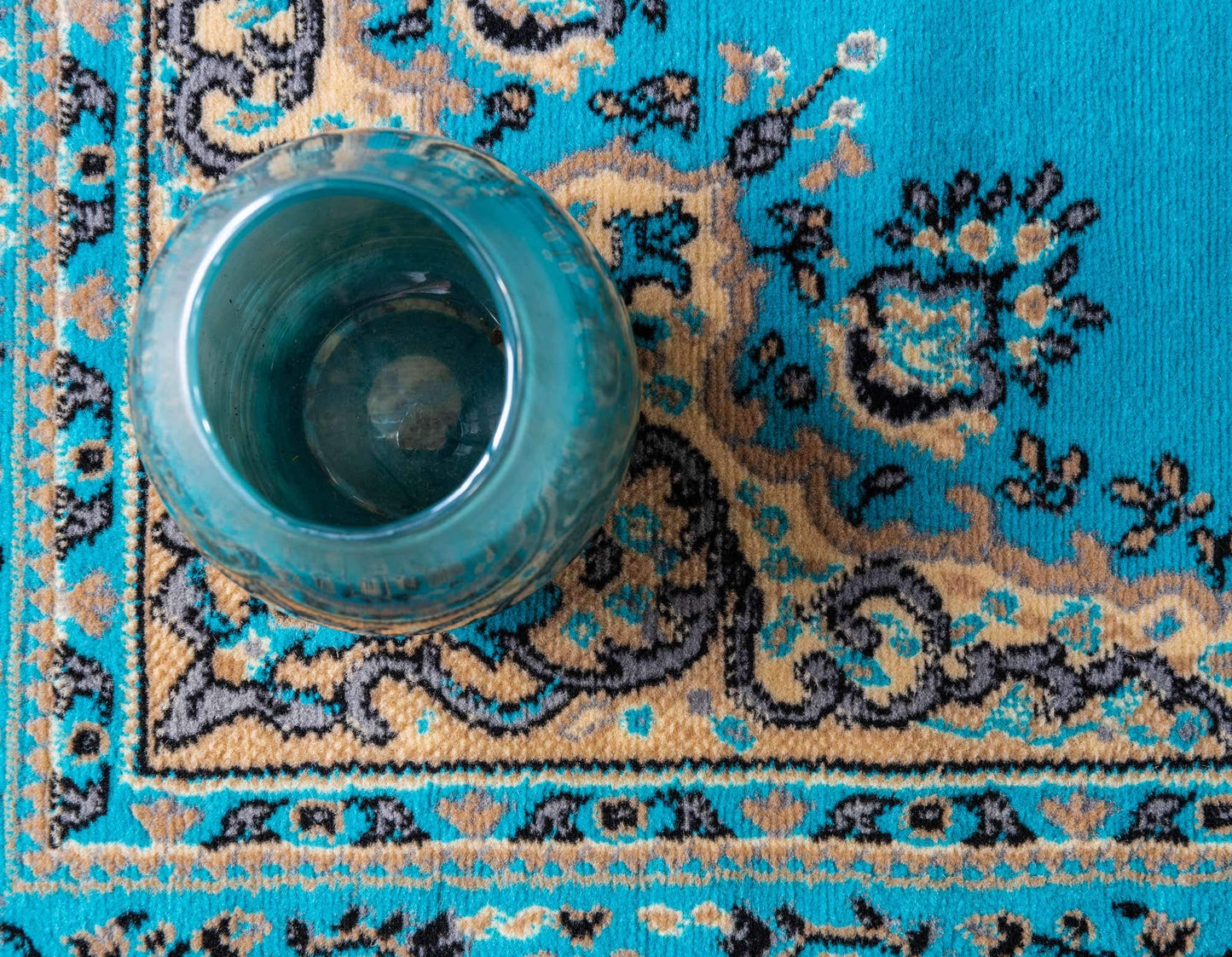Unique Loom Reza Collection Traditional Persian Style Area Rug, 8 x 10 ft, Turquoise/Ivory