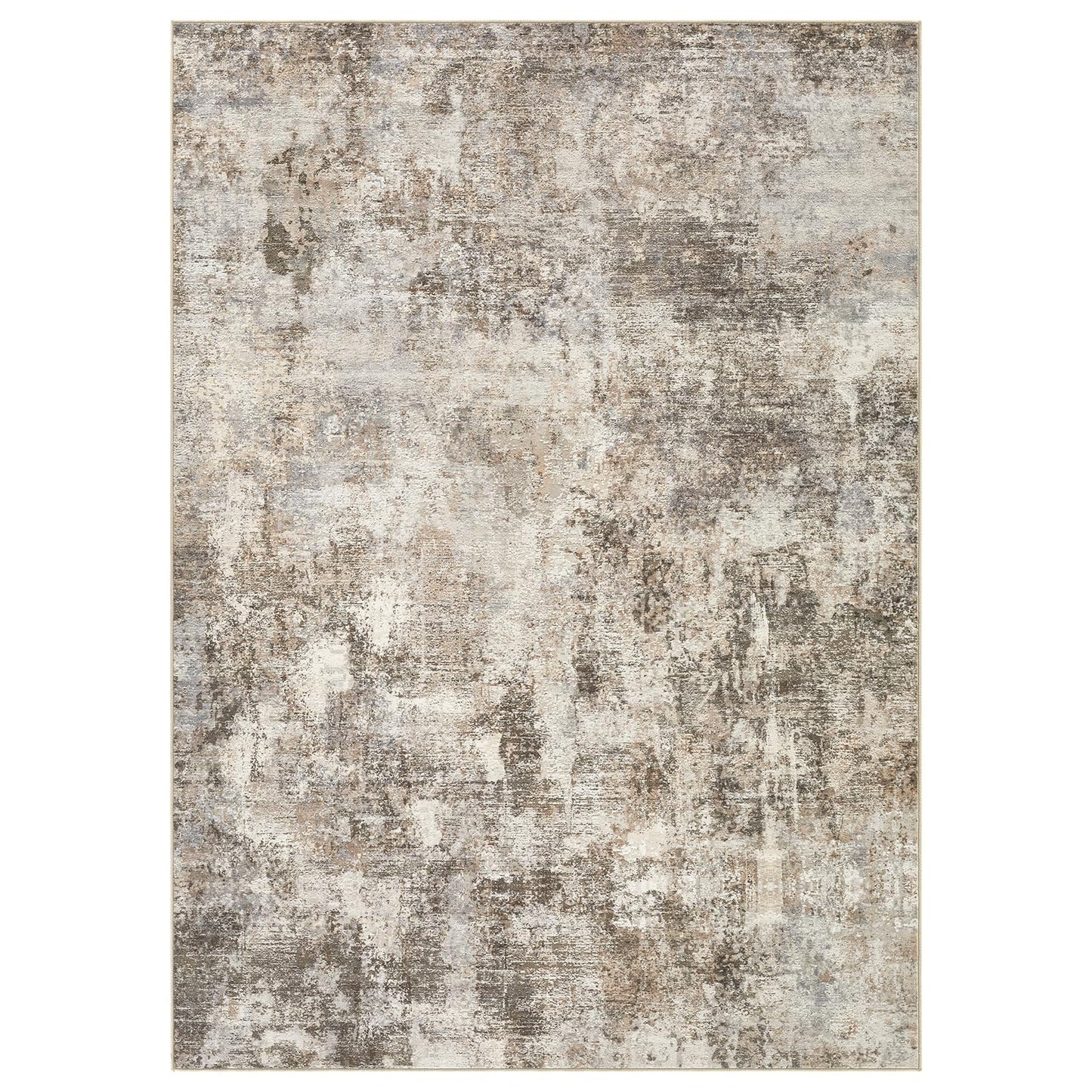 WITSHOCK Area Rugs 10x14 Living Room Rug - Washable Neutral Soft Low Pile Non-Slip Modern Abstract Thin Large Indoor Carpet for Bedroom Dining Room Nursery Office - Dark Brown