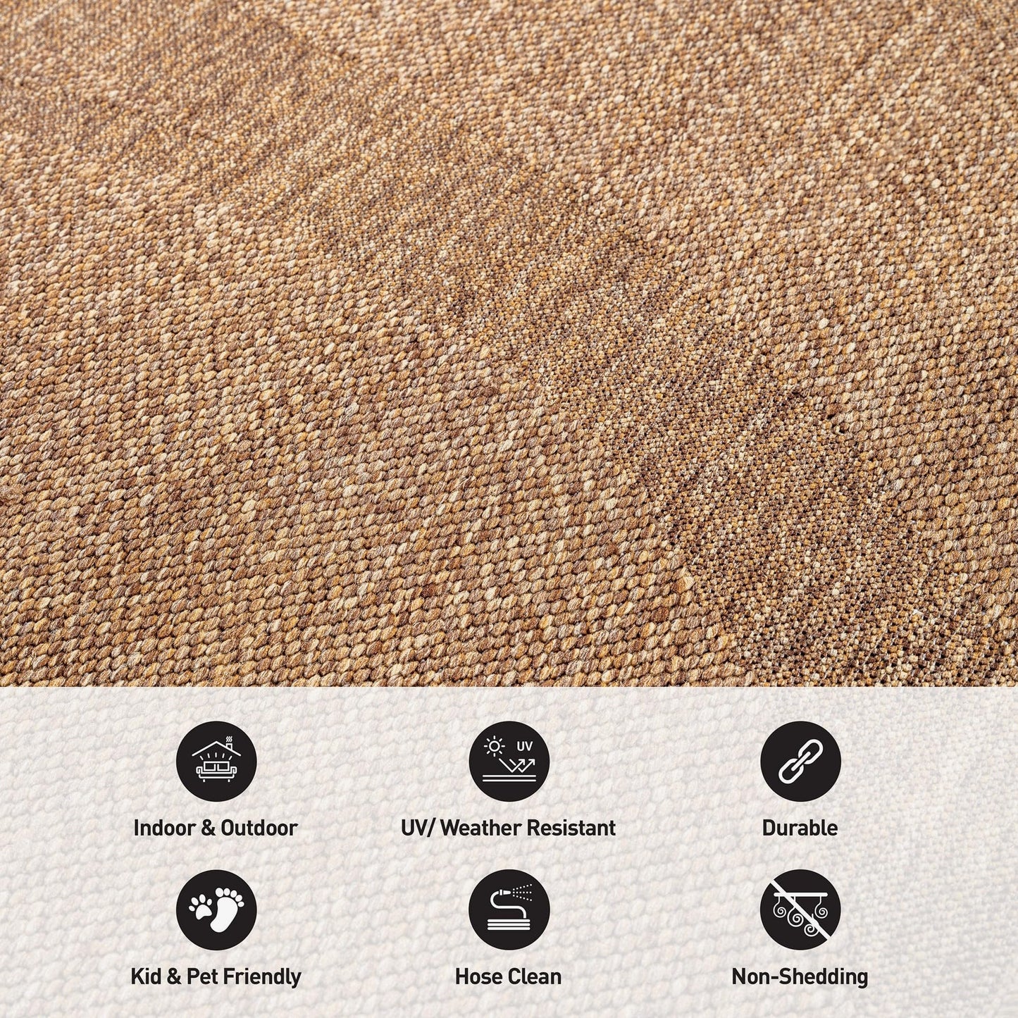 Rugshop Abstract Indoor Outdoor Flat Woven Runner Rug,Natural Jute-Style,Easy-Care Patio Rug for Backyard Porch Deck Balcony, 2'3" x 6' Natural/Jute