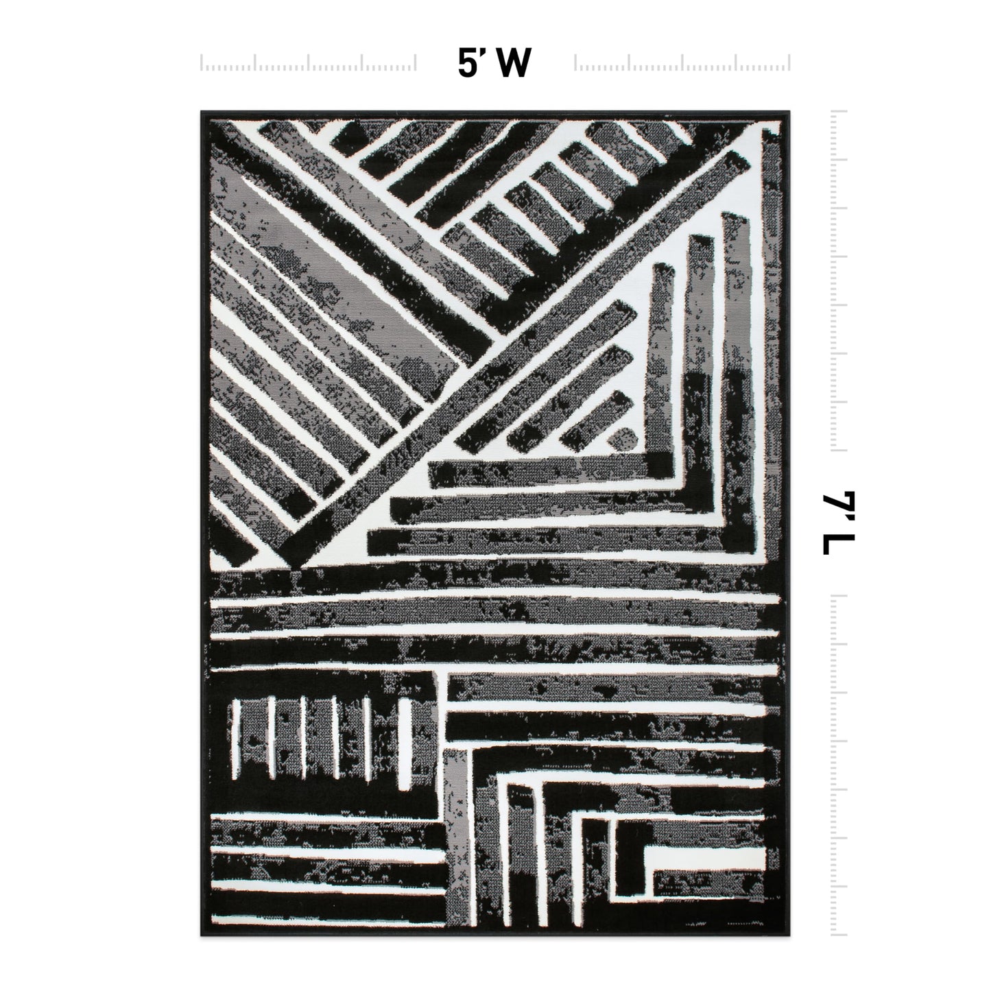 Rugshop Contemporary Stripe Design High Traffic Area Rug for Living Room,Bedroom,Kitchen,Entryway 5' x 7' Black
