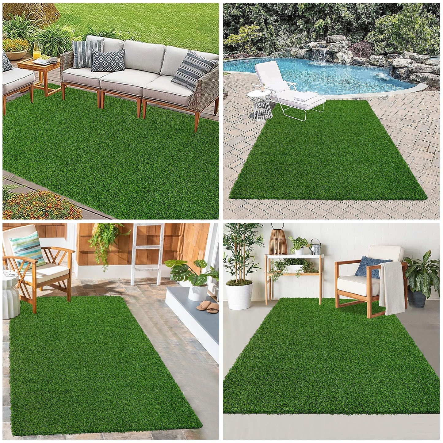 Bsmathom Artificial Grass Rug Indoor Outdoor Rug, 3x5Ft Dog Grass Mat with Drainage Holes, Synthetic Artificial Grass Turf Fake Grass Rug for Balcony Garden Lawn Landscape, 3x5Ft
