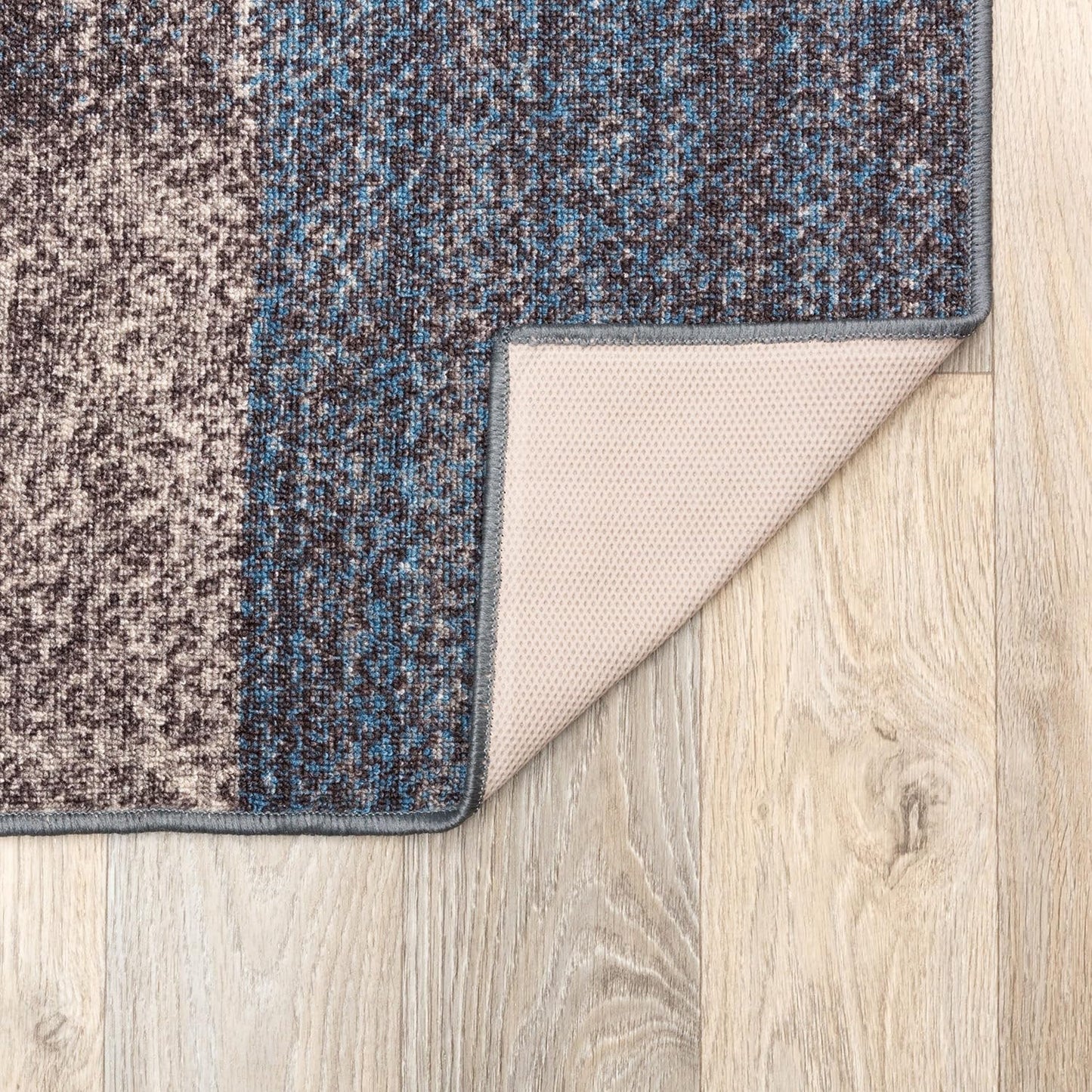 Rugshop Modern Boxes Design Non-Slip (Non-Skid) Carpet for Hallway,Entryway,Kitchen Runner Rug 2' x 10' Blue