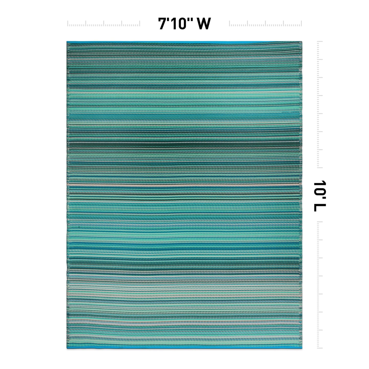 Rugshop Contemporary Stripe Reversible Crease-Free Waterproof Premium Recycled Plastic Outdoor Rugs for Patio,Backyard,RV,Deck,Picnic,Trailer,Beach,Camping Blue 7'10" x 10'