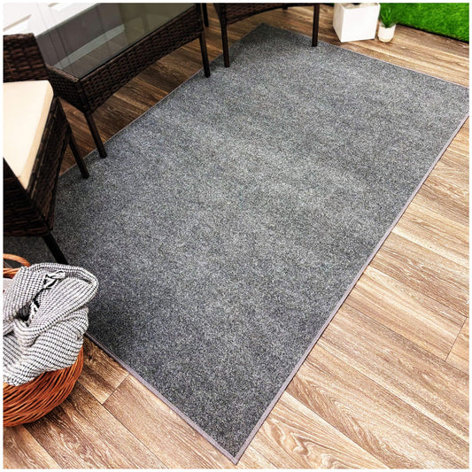 KOECKRITZ 5'x8' Indoor Outdoor Area Rug – Cloud Grey, Lightweight Economy Carpet for Living Room, Bedroom, Kids Room, Entryway – Stain Resistant