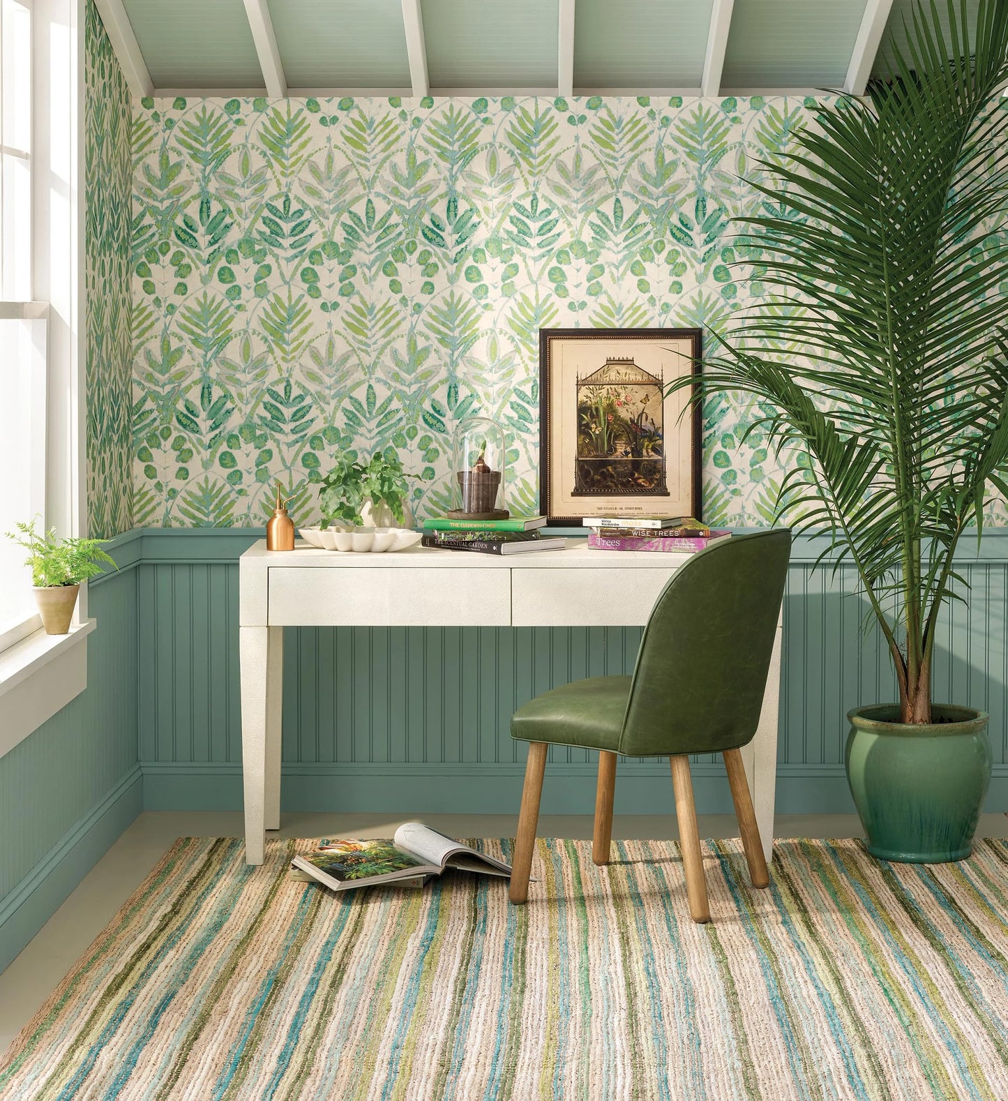 Dash and Albert Francisco Cotton Area Rug - 3' x 5' Green Stripe Handwoven Accent Rug - Durable, Low Pile, High Traffic Living Room, Hallway, Stairs - Premium Luxury Hotel Quality Soft Breathable