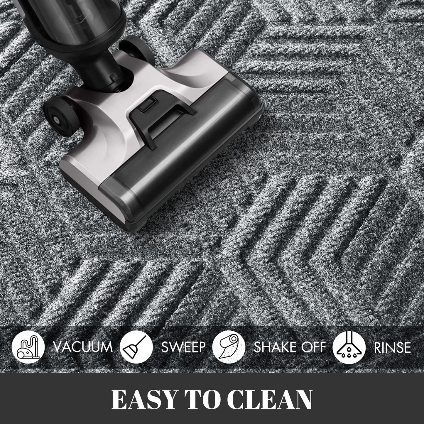 Yimobra Large Door Mat 47x32, All-Season Waterproof Outdoor Mats for Front Door Entrance with Drainage Holes, Heavy Duty Non-Slip Doormat for Garage Patio Entryway Indoor, Black Gray