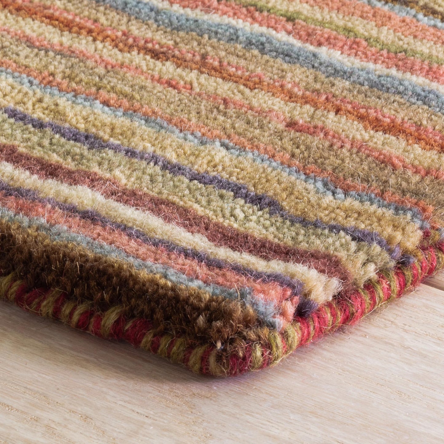 Dash and Albert Brindle Stripe Spice Hand Loom Knotted Wool Rug, 2 X 3 Feet, Multi Stripe Pattern - Premium Luxury Hotel Quality Soft Breathable Hypoallergenic Machine Washable Easy Care All