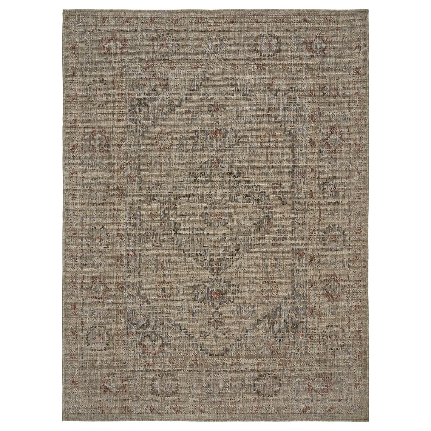 Thomasville Nomad Flatweave Area Rug by Gertmenian - 5x7 Ft Standard, Stain & UV Resistant Carpet, Deck, Patio, Poolside & Mudroom - Pinnock Beige, 26738