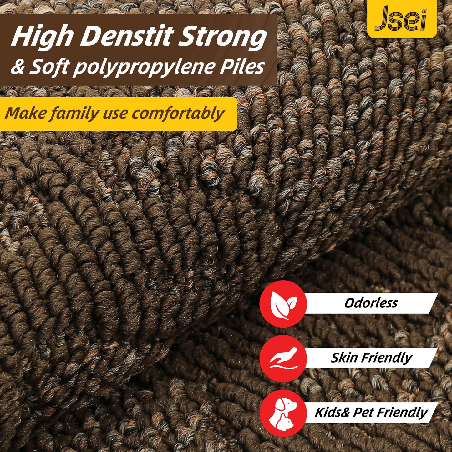 JSEI Door Mat 20"x 32",Absorbent Dirt Welcome Mat,Non-Slip Entryway Rugs Washable Indoor Entrance Mats,Low Profile Floor Mat for Entryway and Front Back Door,Brown