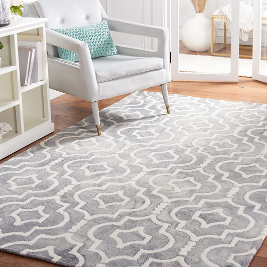 SAFAVIEH Dip Dye Collection 3' x 5' Grey/Ivory DDY538C Handmade Moroccan Watercolor Premium Wool Area Rug