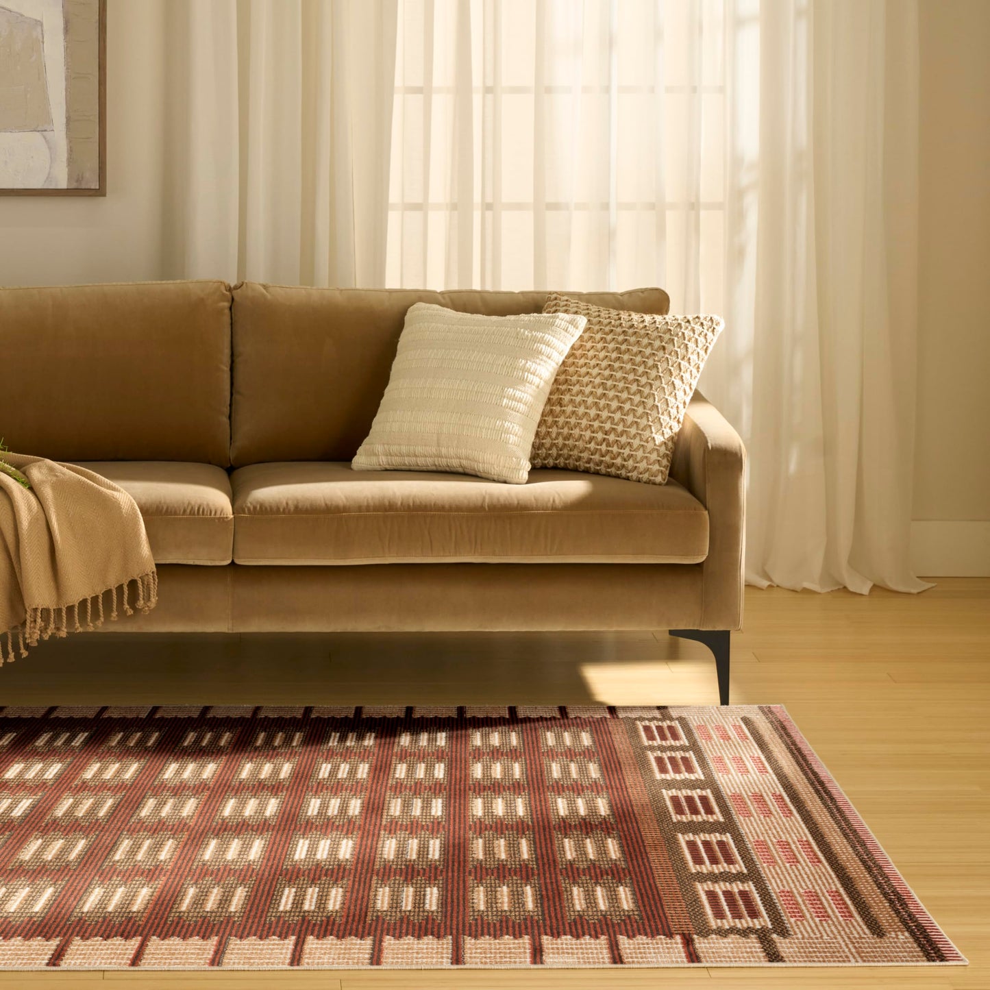 Nourison Home Nordic Rust 4' x 6' Area Rug - Easy Clean, Non Shedding, Bed Room, Living Room, Dining Room, Kitchen (4' x 6')