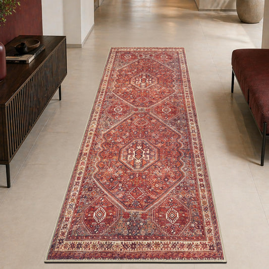 Keen Home Design 30"x84" Rug - Machine Washable Runner Rug with Non-Slip Backing, Ideal for Hallway, Entryway, Kitchen, Laundry Room - Vintage, Easy Clean, Durable, Low Pile Rug - (2'6" x 7')