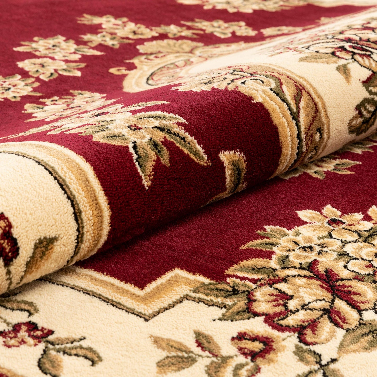 Pastoral Medallion Red French European Formal Traditional Area Rug (5'3" x 7'3") Easy to Clean Stain Fade Resistant Shed Free Modern Contemporary Floral Thick Soft Plush Living Dining Room Rug