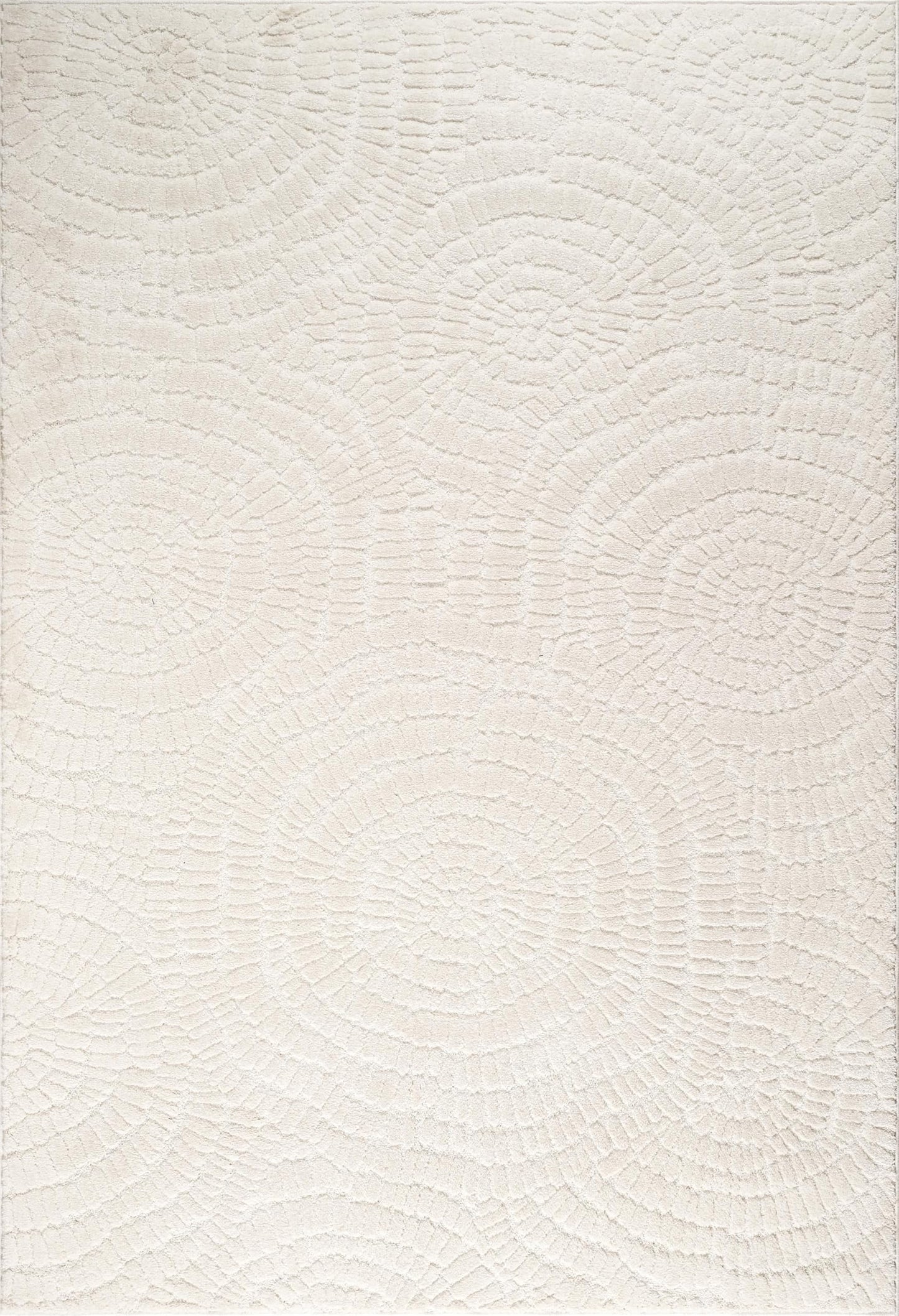 Abani Cozy Cream Area Rug for Living Room, Bedroom - Textured Floral Circle Pattern - 5' x 8' - Durable & Easy to Clean
