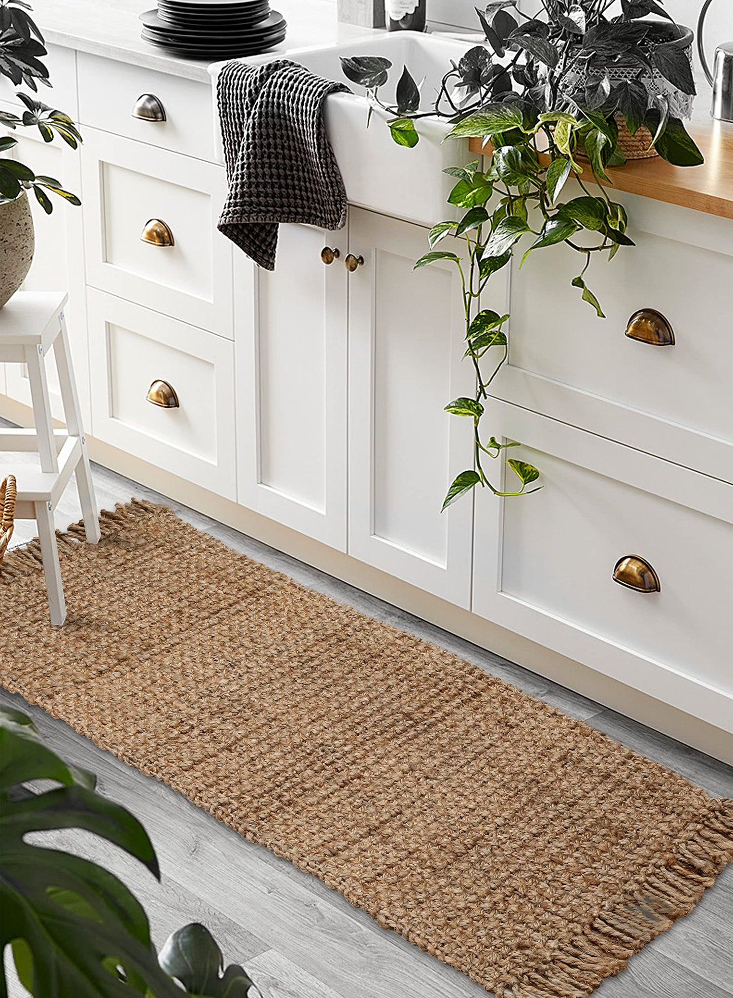 Hausattire Hand Woven Jute Rug 2'x3' - Natural,Reversible Farmhouse Boho Accent Rustic Rugs for Kitchen,Living Room,Bedroom,Entryway Rag Rug|Decorative Floor Rugs-24x36 Inches