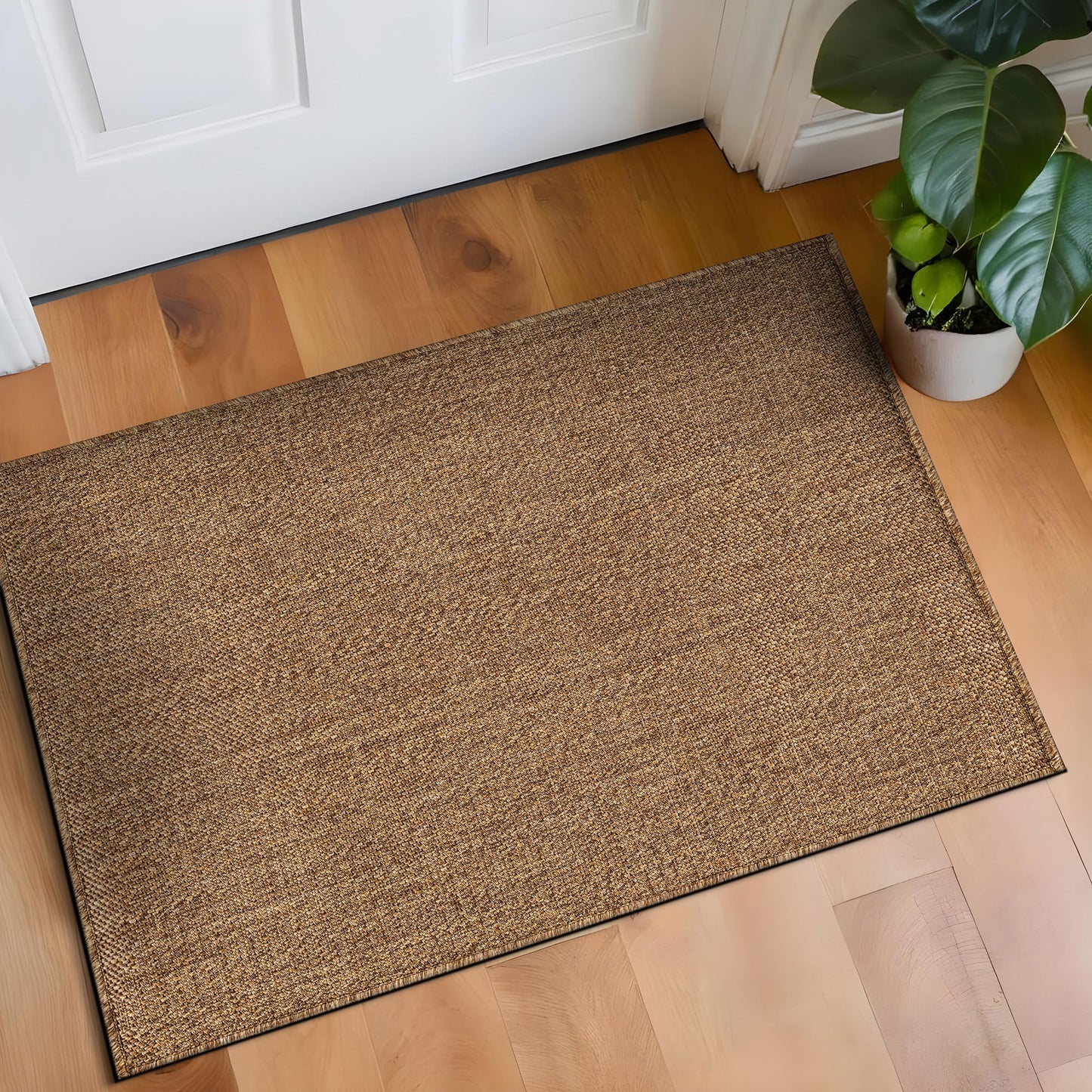 Rugshop Geometric Indoor Outdoor Flat Woven Area Rug,Natural Jute-Style,Easy-Care Patio Rug for Entryway Backyard Porch Deck Balcony, 2' x 3' Natural/Jute