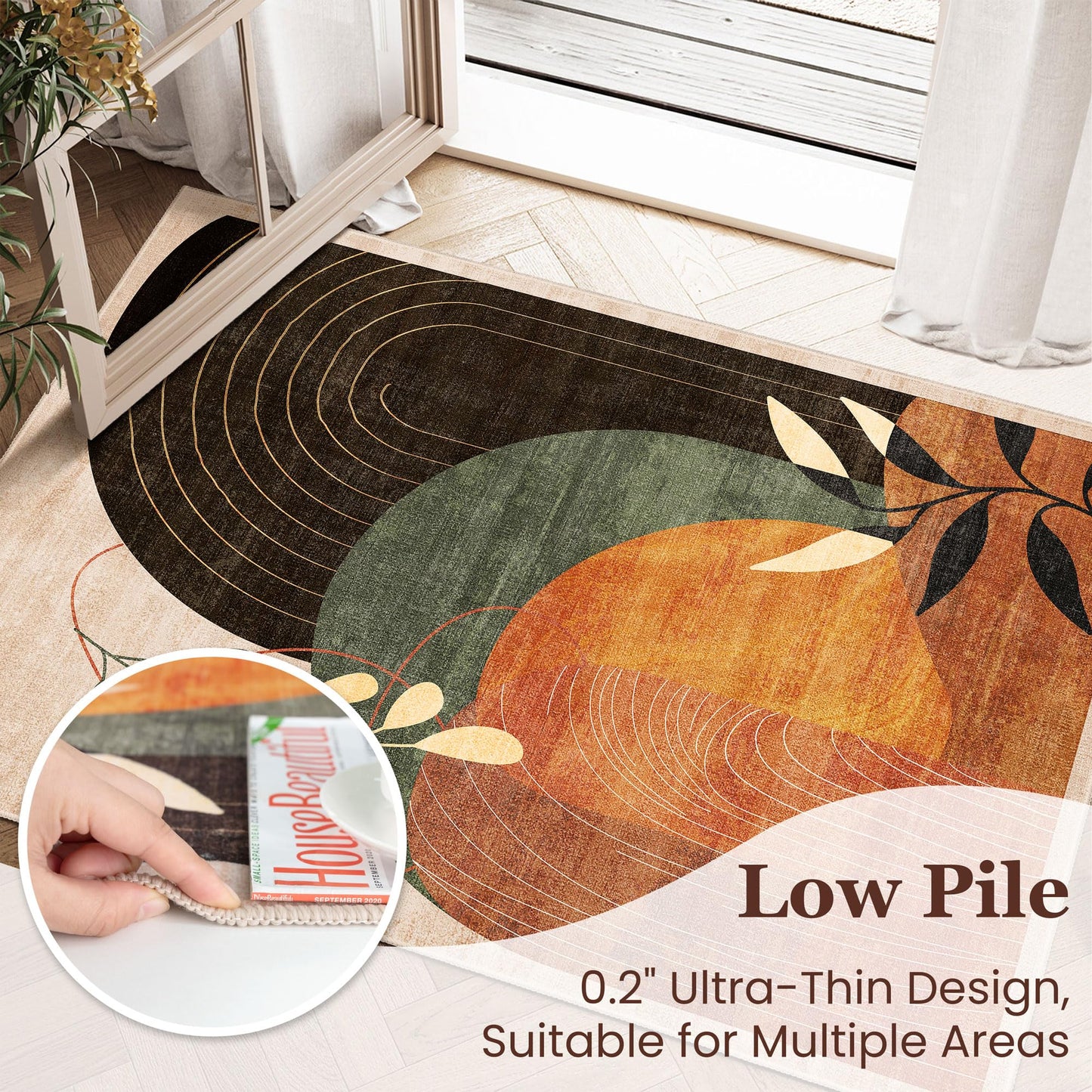 MUJOO 5x7 Area Rugs Washable Non Slip Mid Century Modern Terracotta