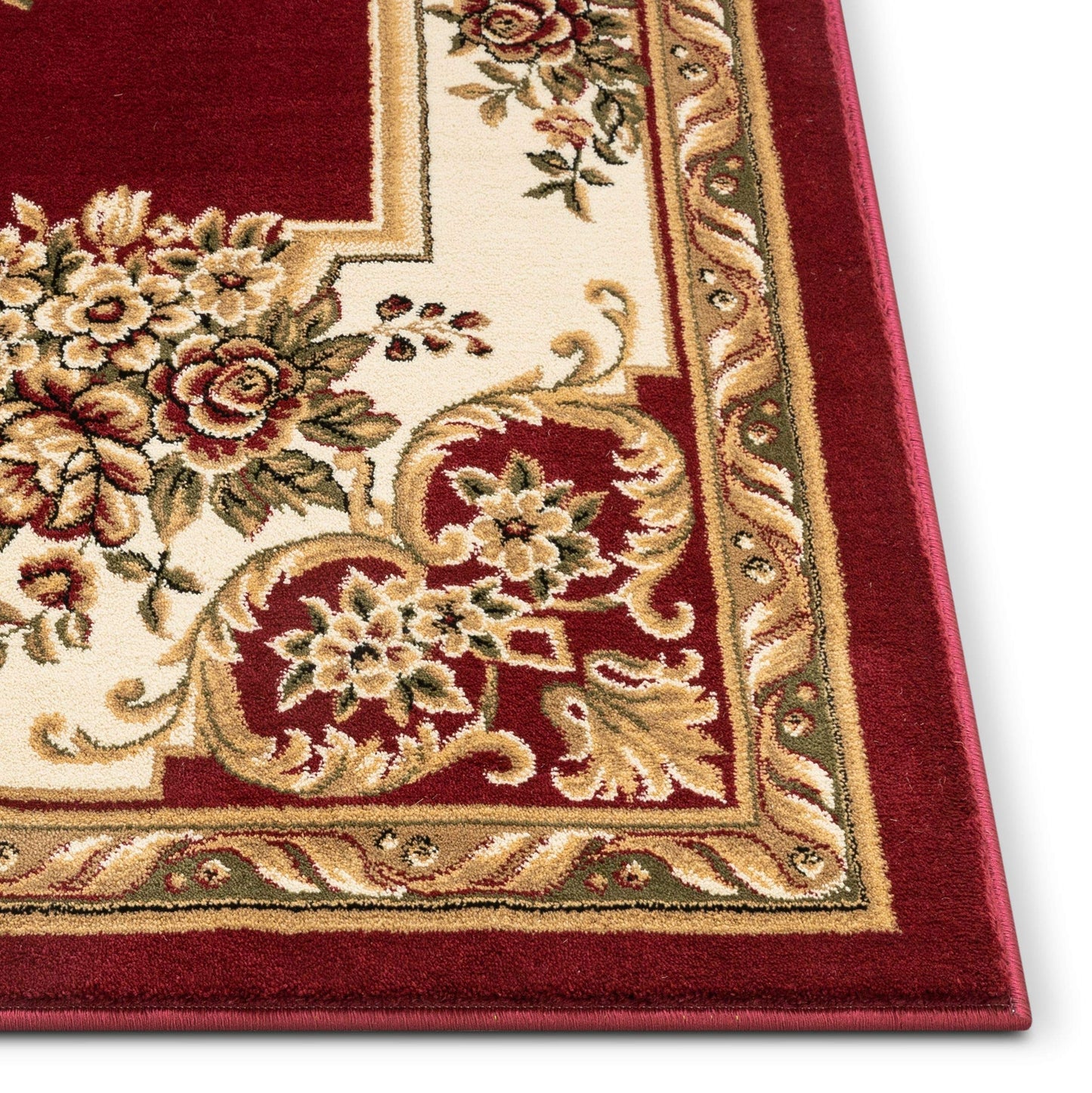 Pastoral Medallion Red French European Formal Traditional Area Rug (5'3" x 7'3") Easy to Clean Stain Fade Resistant Shed Free Modern Contemporary Floral Thick Soft Plush Living Dining Room Rug