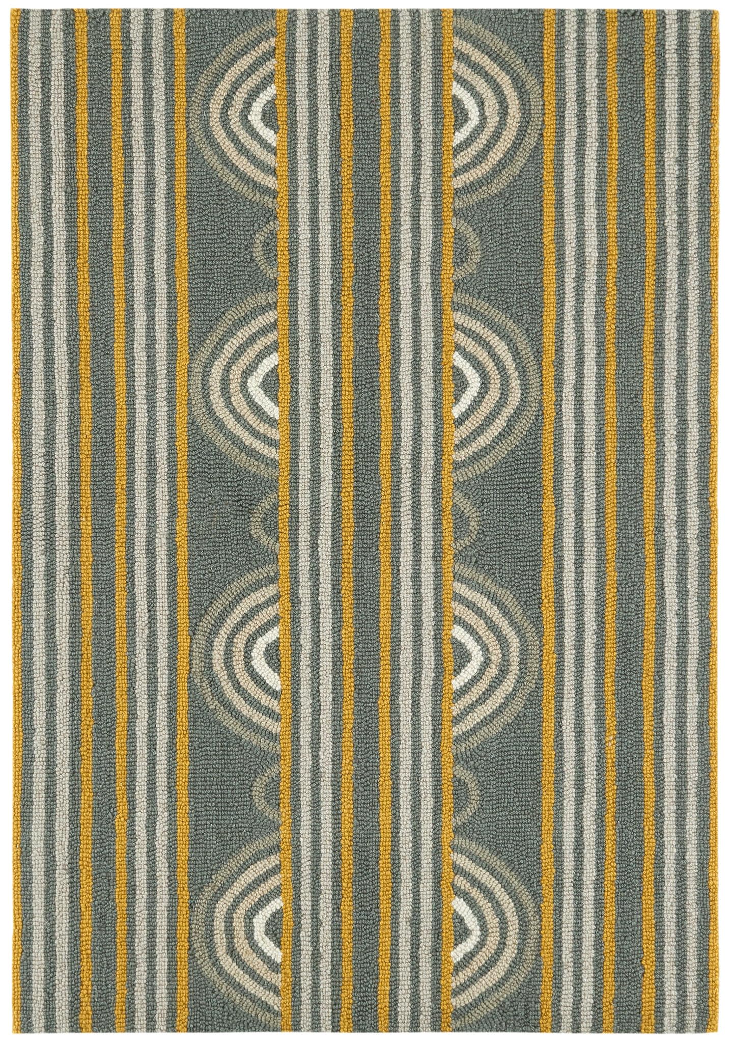 Dash & Albert x Kit Kemp Button Grey Hand Micro Hooked Wool Rug, 3 X 5 Feet, Grey Geometric Pattern - Premium Luxury Hotel Quality Soft Breathable Hypoallergenic Machine Washable Easy Care All