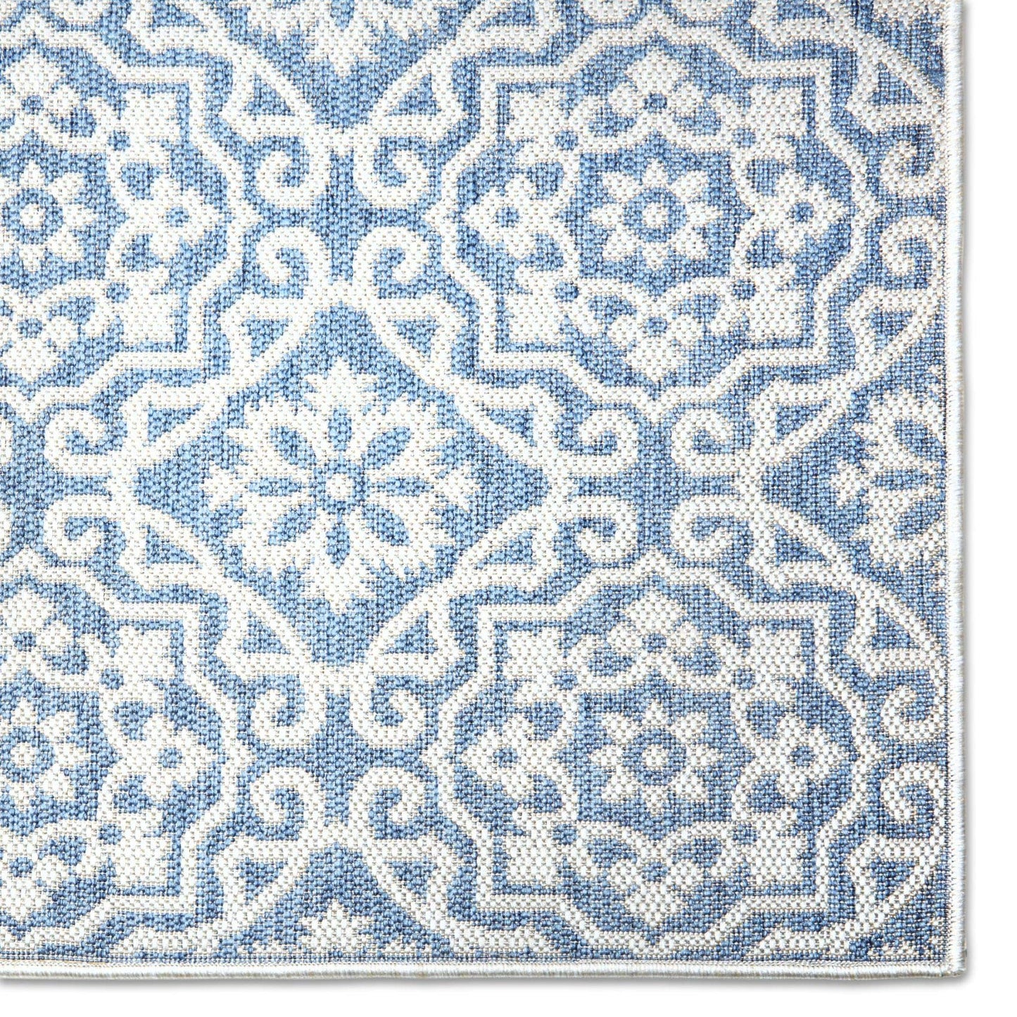 Nicole Miller New York Patio Country Danica Transitional Geometric Indoor/Outdoor Area Rug, Blue/Grey, 7'9"x10'2"