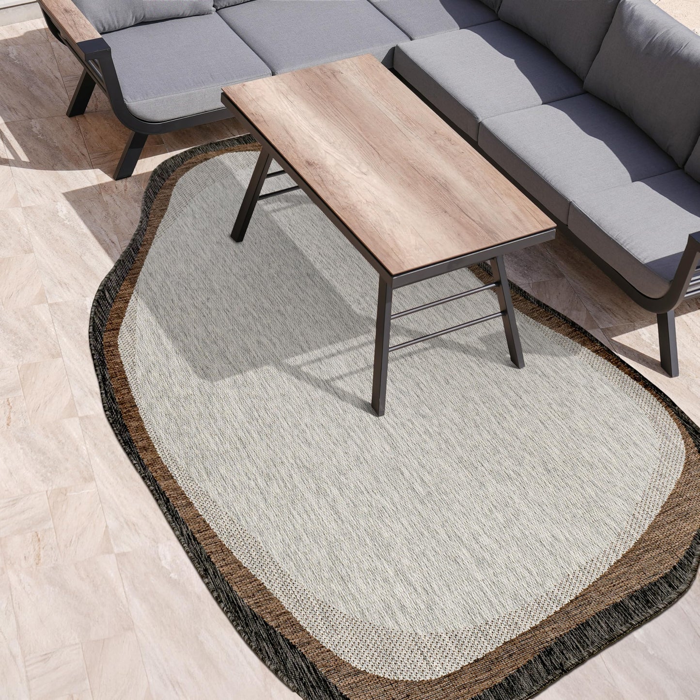 JONATHAN Y Rustic Abstract Indoor Outdoor Area Rug 6X9 Gray/Black, Wyatt Modern for Backyard, Patio, Porch, Easy-Cleaning, High Traffic, Pet-Friendly, Non-Shedding (SHP200C-6)