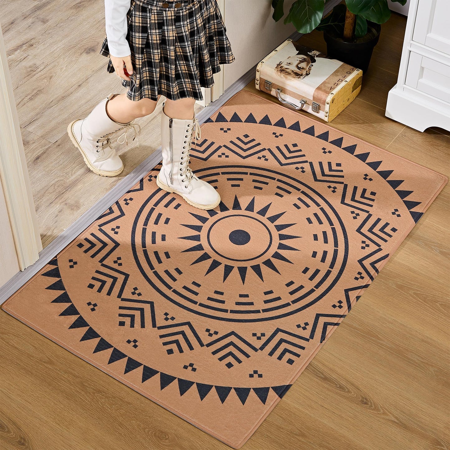 VECELO Front Door Mat Indoor Welcome Mat Outdoor, Absorbent Muddy Kitchen Rugs for Home Entrance Floor, Durable Entryway Rug, Non-Slip Rubber Backing Doormat, Easy Clean, Low Profile, 47"x32"