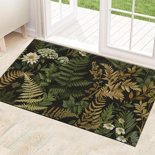 ainori Vintage Botanical Indoor Door Mat 29.5x17in,Non Slip Backing Fern and Wildflower Floor Mats,Non Woven Entryway Rug,Nature Forest Welcome Rugs Decor,for Bedroom Kitchen,Practical Doormats Gifts