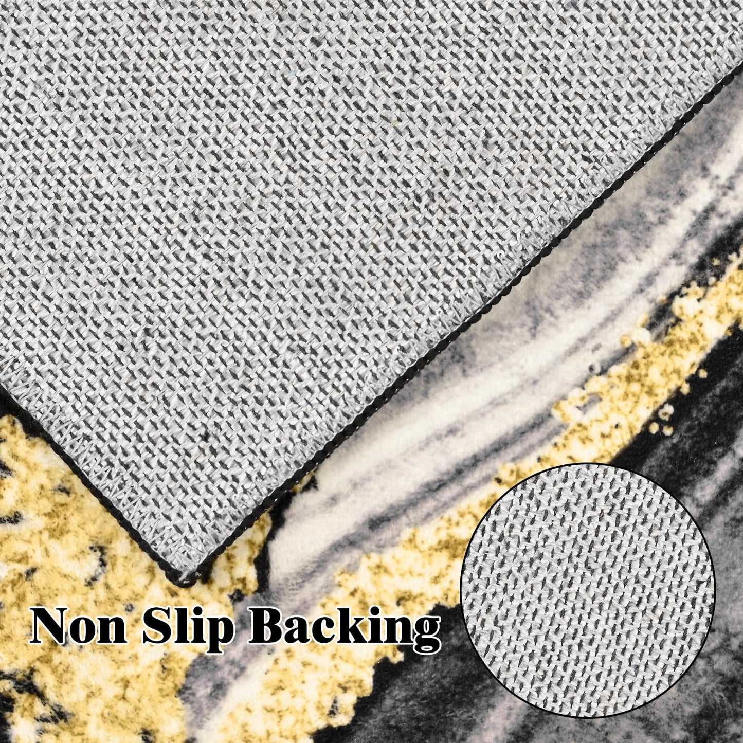 ASPMIZ Marble Area Rug 5x7 Washable Rugs for Bedroom, Soft Faux Wool Black and Gold Living Room Rugs Non Slip Modern Floor Carpet Low Profile Large Throw Rug for Dining Room Home Office Decor