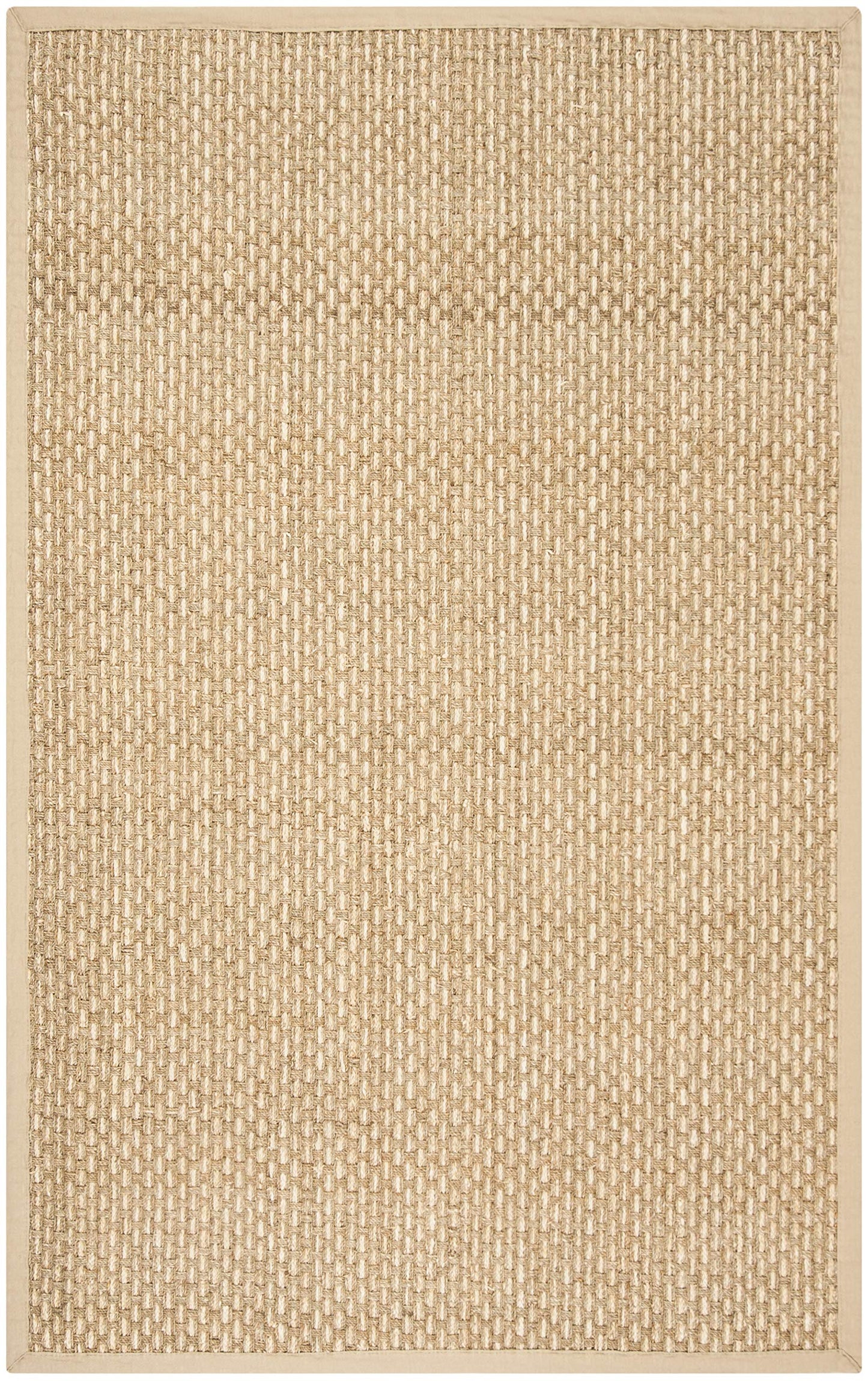 SAFAVIEH Area Rug 4x6 - Natural Fiber Collection - Natural & Beige, Seagrass, Basketweave Pattern with Border, Ideal for Living Room, Bedroom, Dining Space (NF118A)