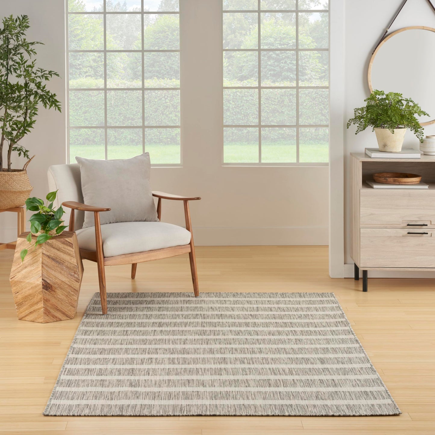 Nourison Home Positano Grey Ivory 7' x 10' Area Rug - Easy Clean, Non Shedding, Bed Room, Living Room, Dining Room, Kitchen (7' x 10')