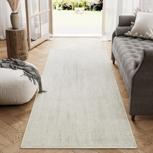 jinchan Modern Runner Rug 2x6 Washable Hallway Rug Grid Runner Indoor Floor Cover Geometric Contemporary Non Slip Soft Carpet for Kitchen Bedroom Laundry Room Home Office Ivory