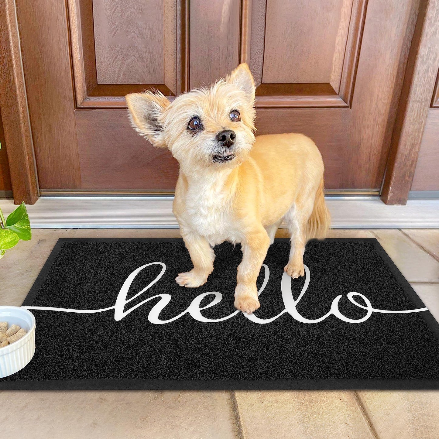 KILOCOCO Outdoor Mat Front Door Mat Welcome Mats Low Pile Doormat Entrance Non-Slip High Traffic Area Easy Clean Rubber Backed Entry Mats Hello Doormats for Garage Yard Patio Kitchen Indoor,18"x30"