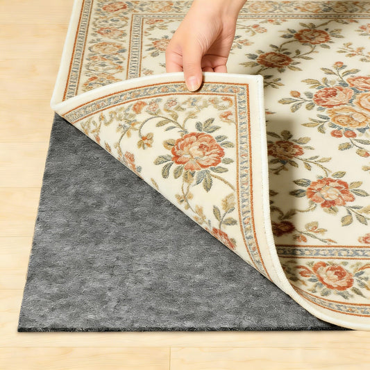 Non Slip Felt Rubber Rug Pad, Thick Felt Rug Pads for Hardwood Floors, Under Area Rugs Protective Cushion Pads for Carpet, Felt and Rubber Underpad for Home Place Surface Safe (Grey, 5' x 7')