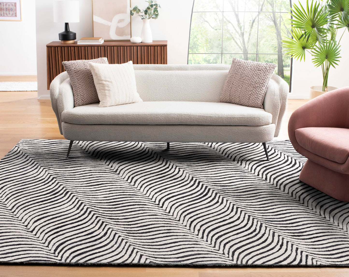 SAFAVIEH Area Rug 8x10 - Metro Collection - Large - Black & Beige, Handmade Wool, Ideal for Living Room, Bedroom, Office, Dining Space (MET456Z)