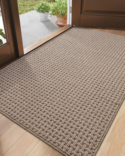 DEXI Indoor Front Door Mat Entryway Non Slip 36x60, Washable Entry Way Mats Inside Entrance, Welcome Doormat Dirt Trapper for House Floor Home Porter Hall Backdoor Area Light Taupe