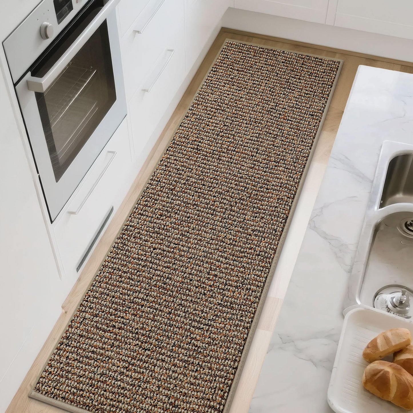 BEQHAUSE Kitchen Runner Rugs 24"x60", Non-Slip Kitchen Mats for Floor, Super Absorbent and Stain Resistant Kitchen Rug, Machine Washable Rugs for Kitchen, Hallway, Laundry & Sink, Taupe