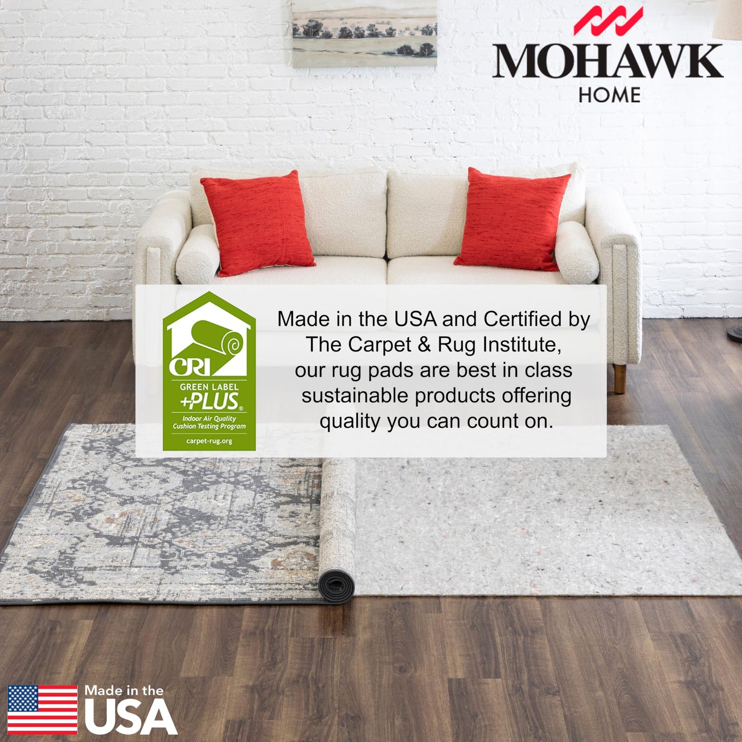 Mohawk Home Felt Rug Pad 8' x 10' - 1/4 Inch Thick Cushion for Area Rugs, Protective Underlay for Hardwood Floors, Comfort and Insulation – Felt Only Pad