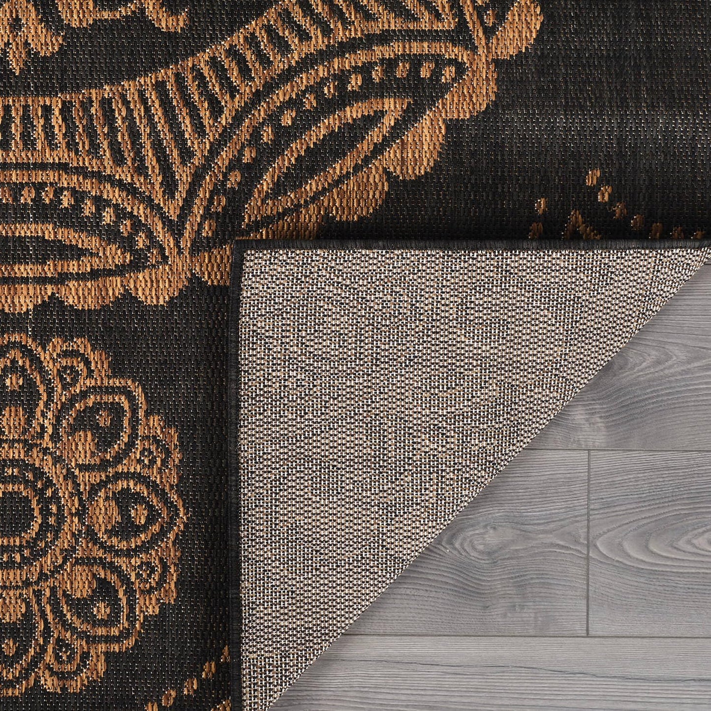 Luul Home Medallion Outdoor Rug 5x7 Washable Outside Carpet for Indoor Patio Porch Waterproof Easy Cleaning Non Shedding Area Rugs Nut Brown 5 x 7