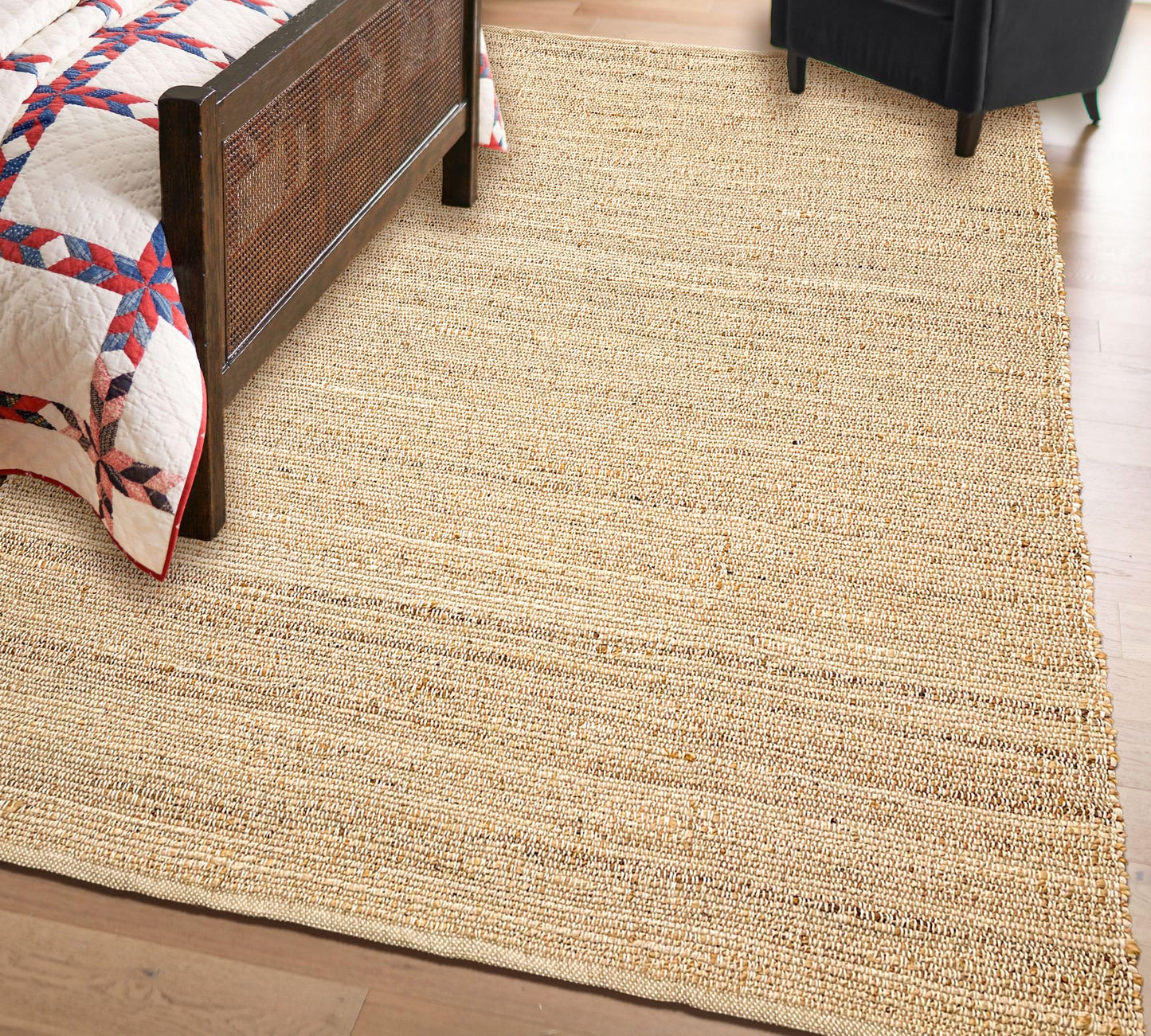 Chardin home 6x9 Jute Cotton Hand Woven Area Rug, Natural Jute Braided Boho Farmhouse Rug, Rustic Vintage Reversible Natural Fiber Rug for Living Room, Bedroom, Dining Room, Office, or Entryway.